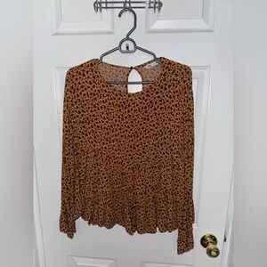 Zara Black and Tan Floral Blouse